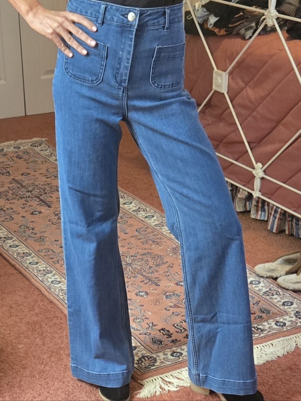 Gianni Bini Blue High-Rise Wide-Leg Jeans